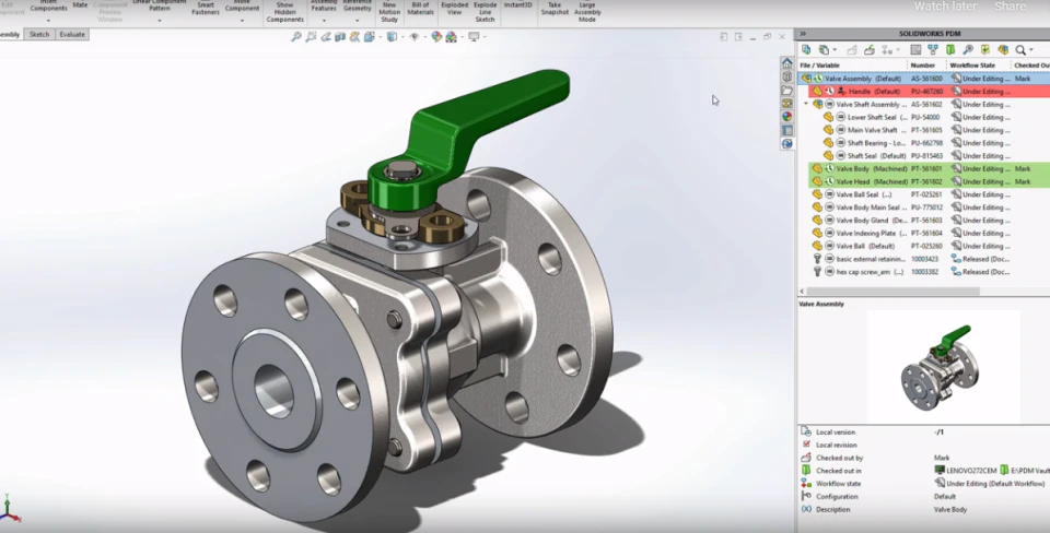 screenshot of SolidWorks Enterprise PDM